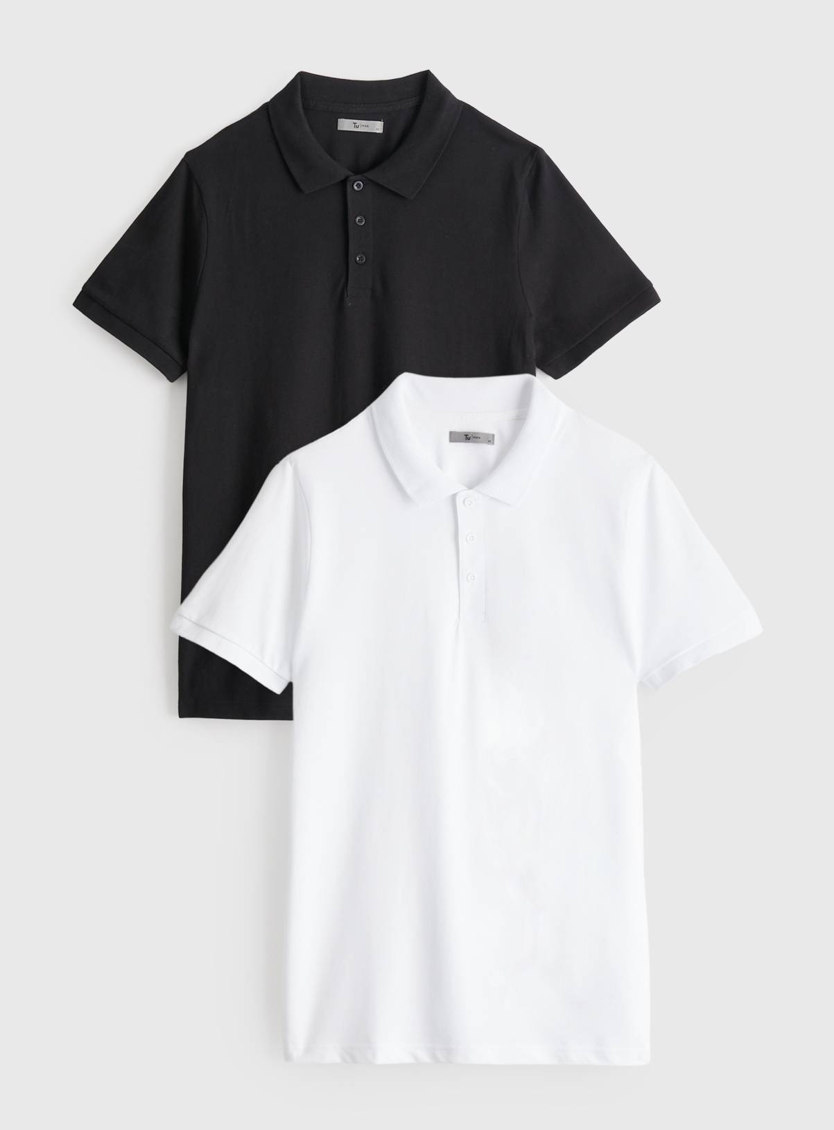 Black & White Pique Polo Shirt 2 Pack XXXL - Image 1